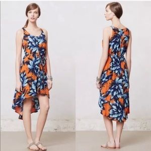 Anthropologie Maeve Sunset Hibiscus Hi Low Dress.